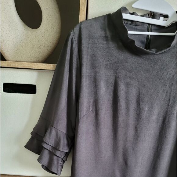 THML Gray Faux Suede Boho Dress with Floral Embroidery Medium - Picture 4 of 14